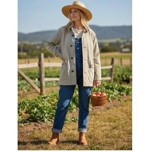 VTG! "Timberland" Weathergear Mens Tan Field Leather Collar Large Barn Coat SZ L